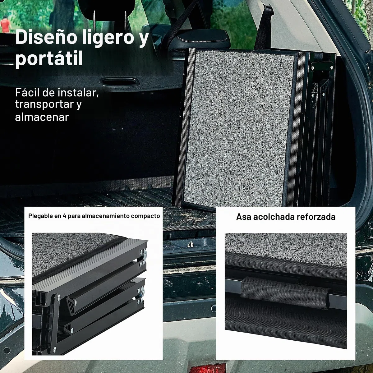 Rampa para mascotas (160 x 44 cm), rampa para perros para automóvil, SUV y camión, 63 pulgadas de largo y 17 pulgadas de ancho, rampa plegable y portátil para mascotas con superficie de