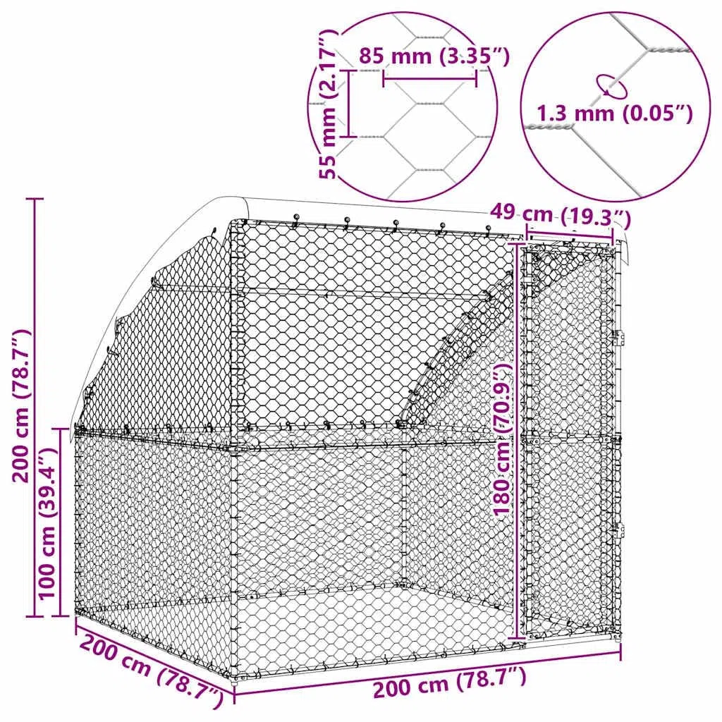 vidaXL Refugio para Perros Plateado 2 x 2 x 2 m Acero galvanizado, Refugio para Perros Elegante, Resistente a Climas, Casa Minimalista, Gran Perrera de Acero para Mascotas