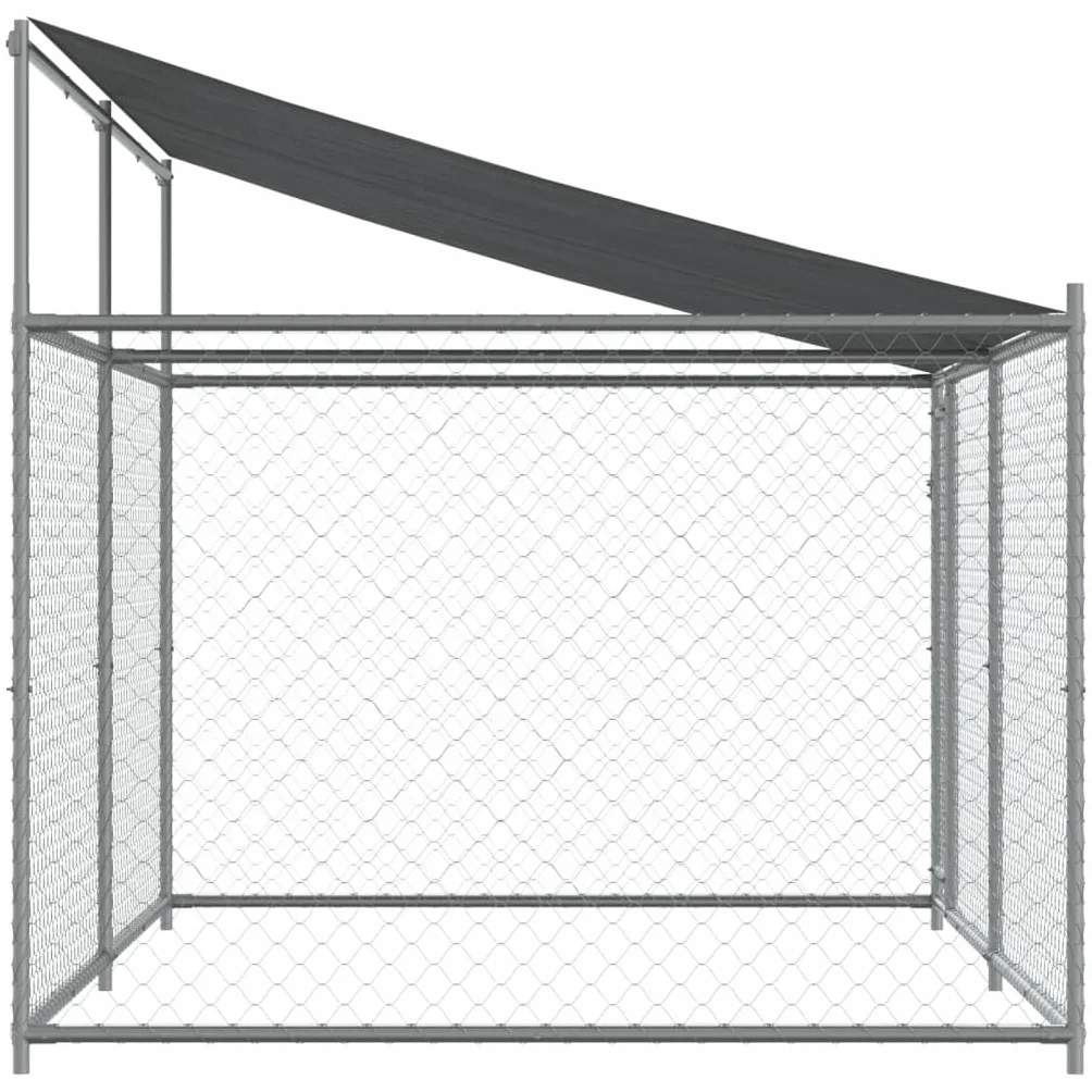 Homgoday Jaula de Perros Techo y Puerta Acero galvanizado Gris 4x2x2 m, Cercado para Perros Perrera Gallinas, Caseta para Perros Mascotas Animales Perro Grande Exterior