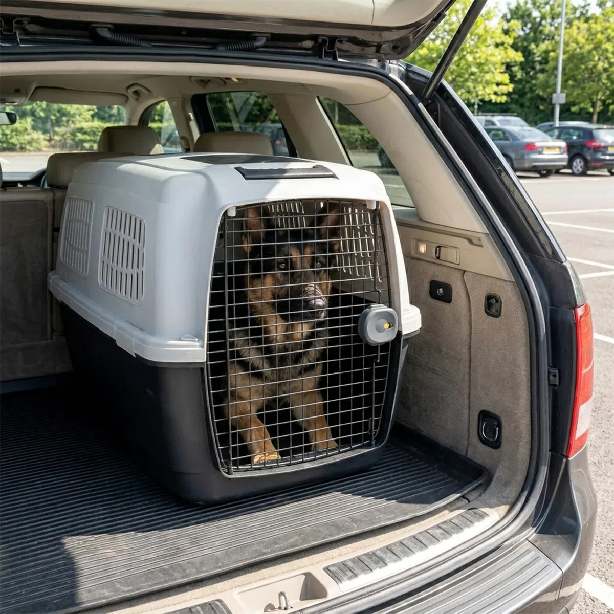 Ferplast Transportín Perro Clipper Plus, IATA, Transportín para Perros Grandes MAX 60 Kg, BleuCierre Seguro, Doble Compartimento para Accesorios, Asa extraíble, 105 x 75 x h 79 cm