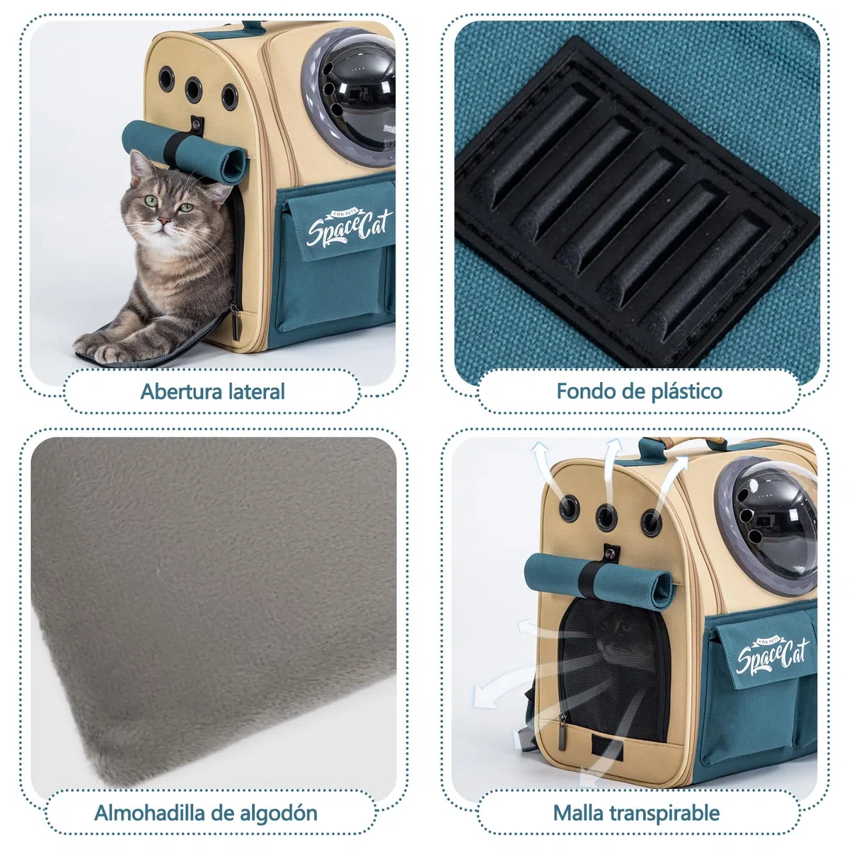 Galatée Mochila Expandible para Transportar Mascotas, Mochila para Gatos y Perros, Homologada por Aerolíneas, con Malla Transpirable para Viajes, Senderismo, Camping y Actividades Al Aire Libre(Azul)