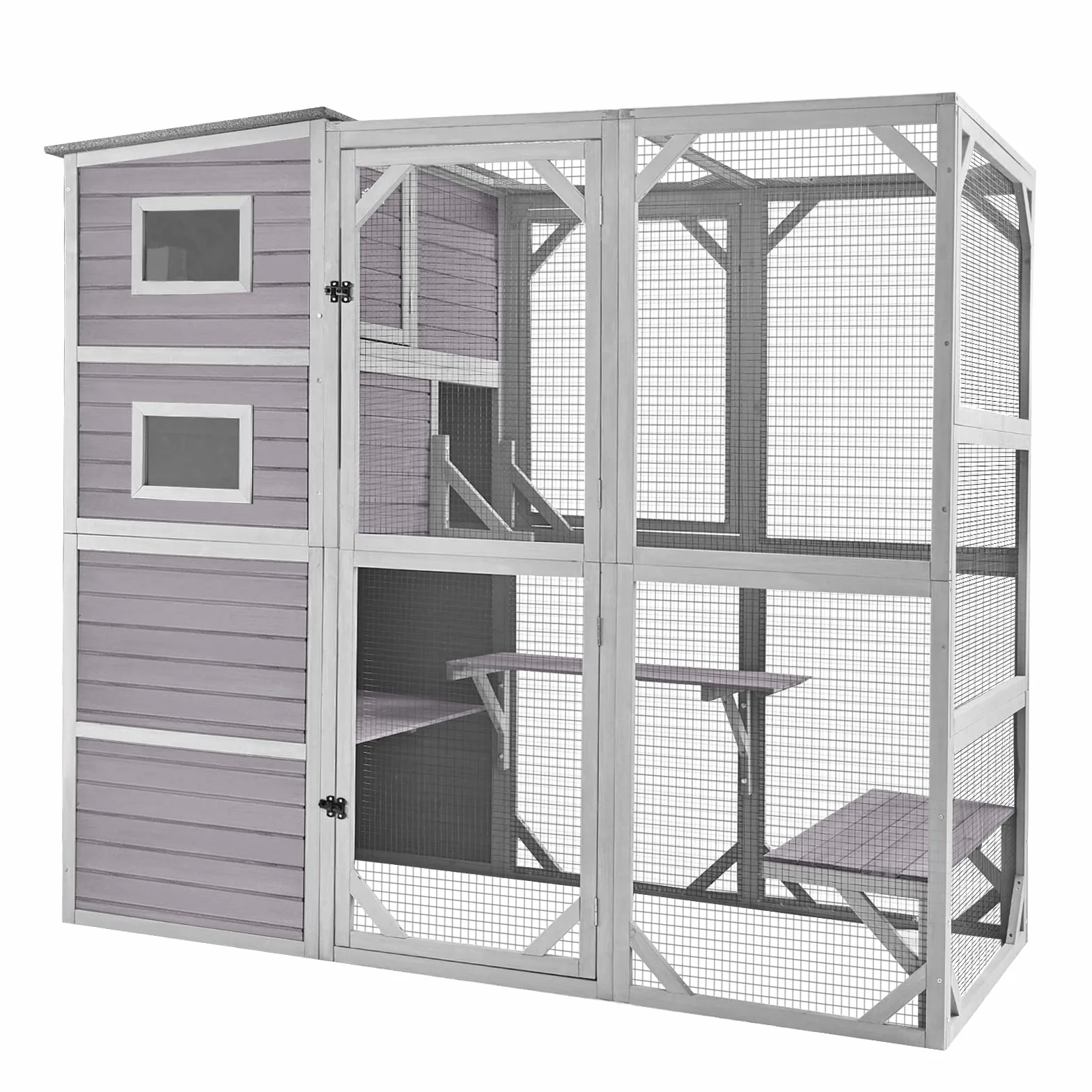 Casa para gatos al aire libre Catio con 4 niveles para gatos, jaula grande para gatos para interiores y exteriores, con techo resistente a la intemperie y habitación espaciosa