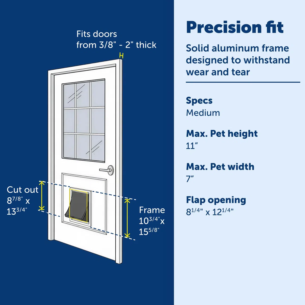 PetSafe Freedom Puerta de Aluminio para Perros y Gatos, Color Blanco, Solapa de Vinilo Tintado