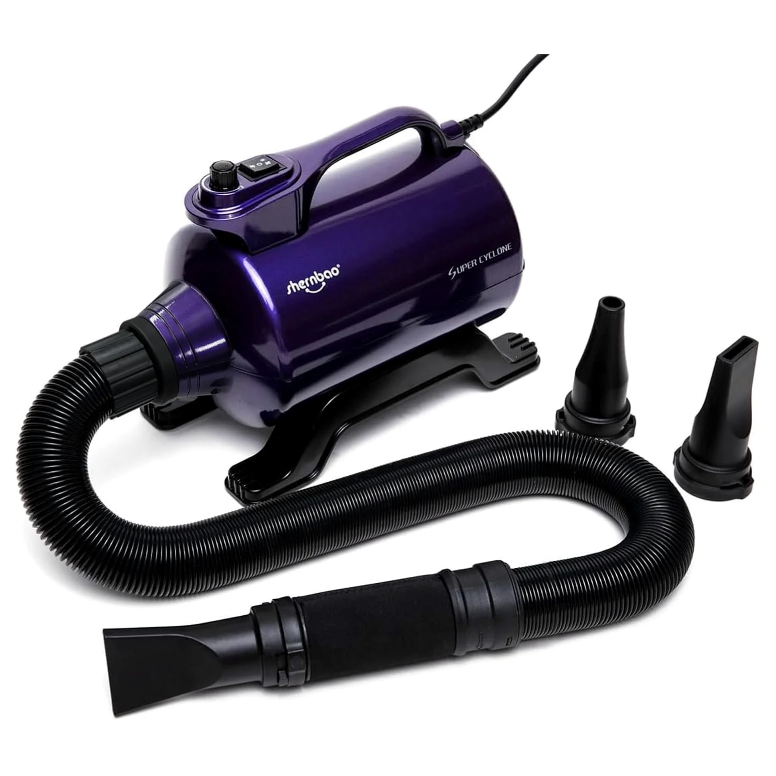 Shernbao Secador de Pelo Para Perros Mascotas 5.0HP Dog Dryer con Sistema Calefactado, Velocidad Ajustable Continua - Soplador Potente sin escalones (Púrpura)