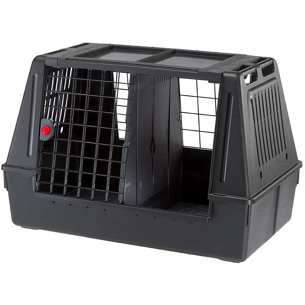 Ferplast Transportín Perro Coche Atlas Car Scenic 100, Extra Visibilidad, Puerta Corredera Doble Cerradura de Seguridad, Alfombrilla de Drenaje incluida L 100 x W 60 x H 66 cm. MAX 40 Kg.