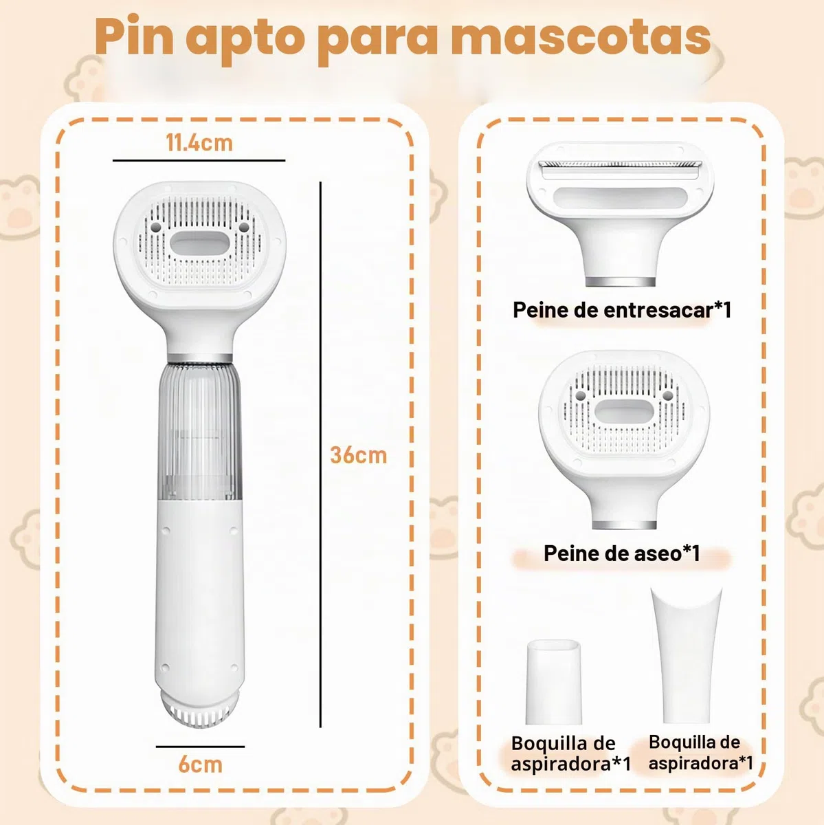 Cepillo de vacío para pelo de perro de 4 en 1, cepillo liso autolimpiante para el aseo y muda, elimina el pelo suelto, caspa, subpelo y enredos, herramienta de aseo para la muda de los perros