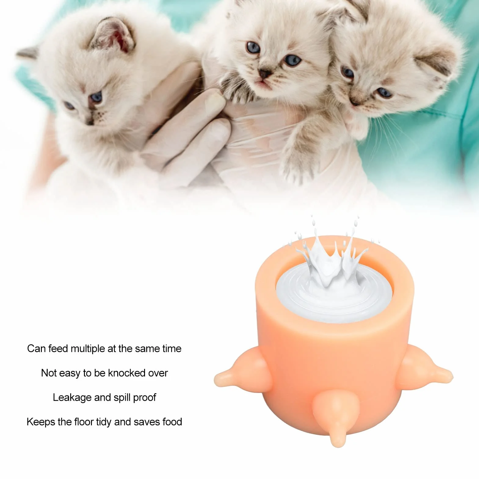 Fockety Cuenco de Leche con Burbujas, 350 Ml, 5 Pezones, Comederos de Silicona Líquida para Cachorros para Varios Cachorros, Alimentador de Leche para Cachorros, Estación de Lactancia
