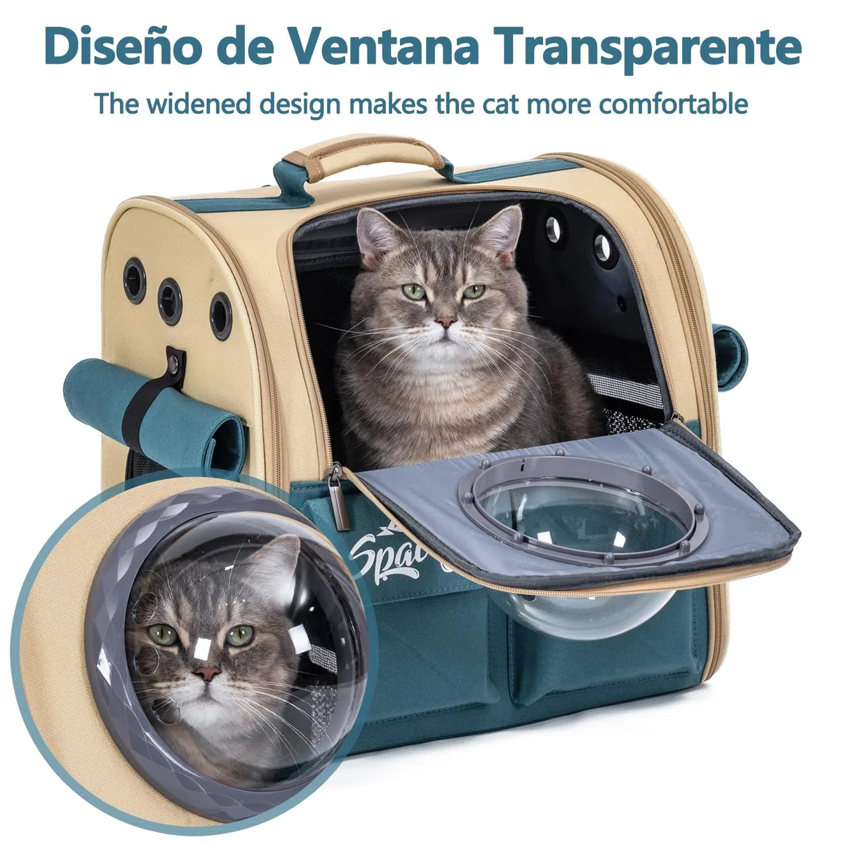 Galatée Mochila Expandible para Transportar Mascotas, Mochila para Gatos y Perros, Homologada por Aerolíneas, con Malla Transpirable para Viajes, Senderismo, Camping y Actividades Al Aire Libre(Azul)