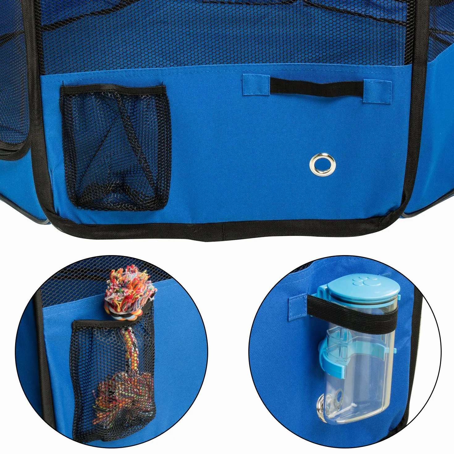 Parque Perro Gato Conejo Mascota de Juego Entrenamiento Dormitorio Plegable Lavable Durable Octágono (XL, Azul)