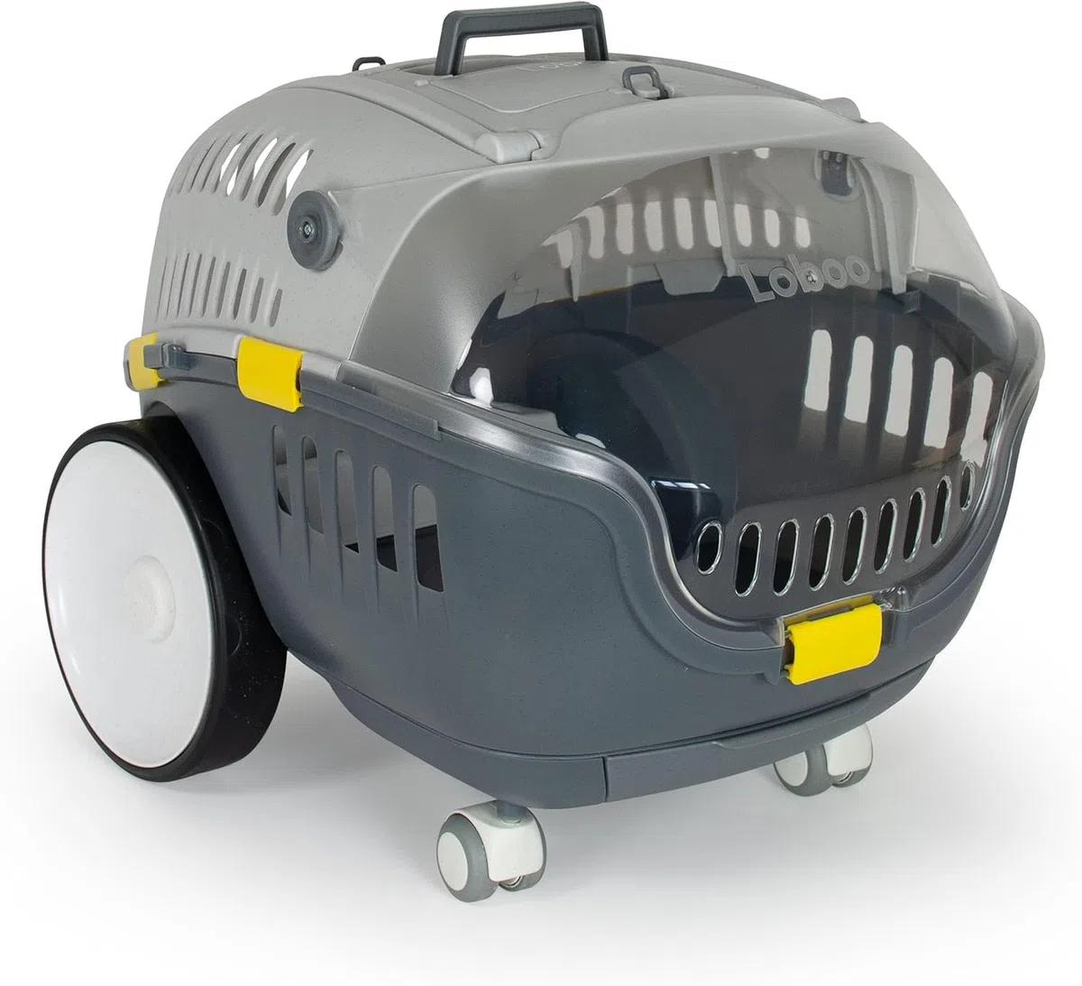 LOBOO Transportín Bubble Urban para Mascotas Tamaño Mediano o Pequeño con Base Extraíble con Ruedas Giratorias y Cajón Cúpula de Alta Visibilidad y Asa de Empuje