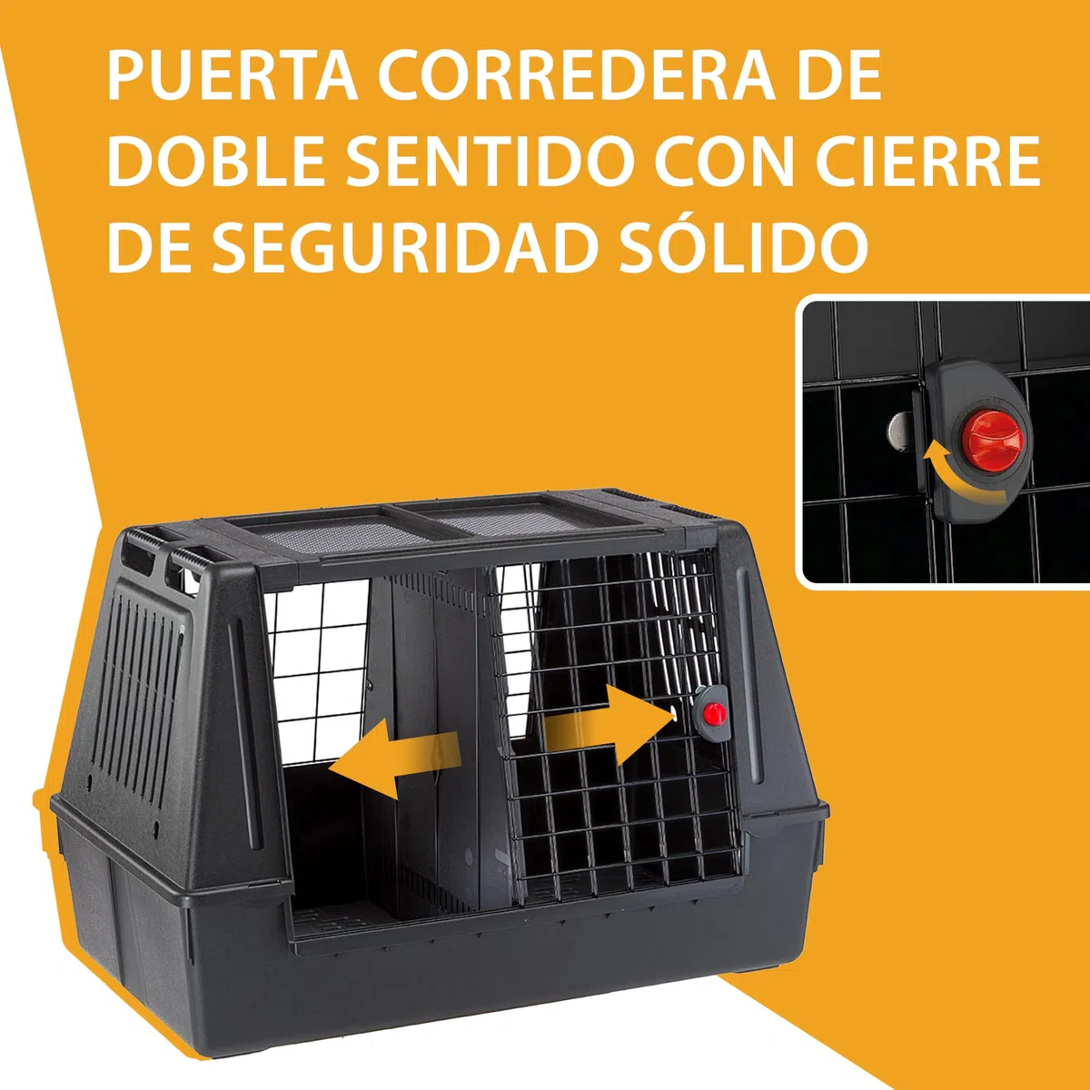 Ferplast Transportín Perro Coche Atlas Car Scenic 100, Extra Visibilidad, Puerta Corredera Doble Cerradura de Seguridad, Alfombrilla de Drenaje incluida L 100 x W 60 x H 66 cm. MAX 40 Kg.