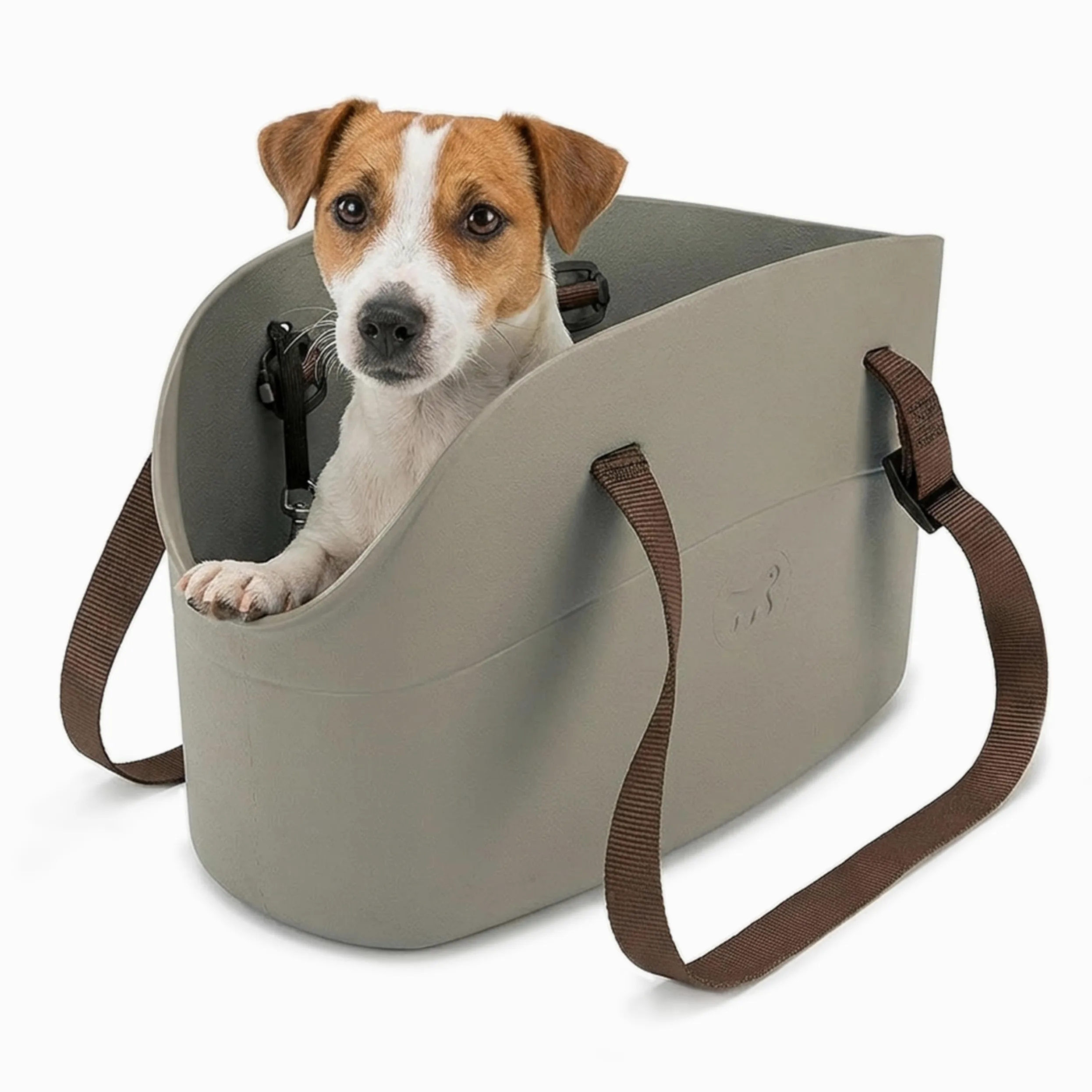 Ferplast Bolso para Perros Transportín Perro de hasta 8 kg. Transportín Gato, Plástico Engomado, Impermeable y Lavable, Asas Ajustables, Correa de Seguridad, 43,5 x 21,5 x 27 cm. Gris