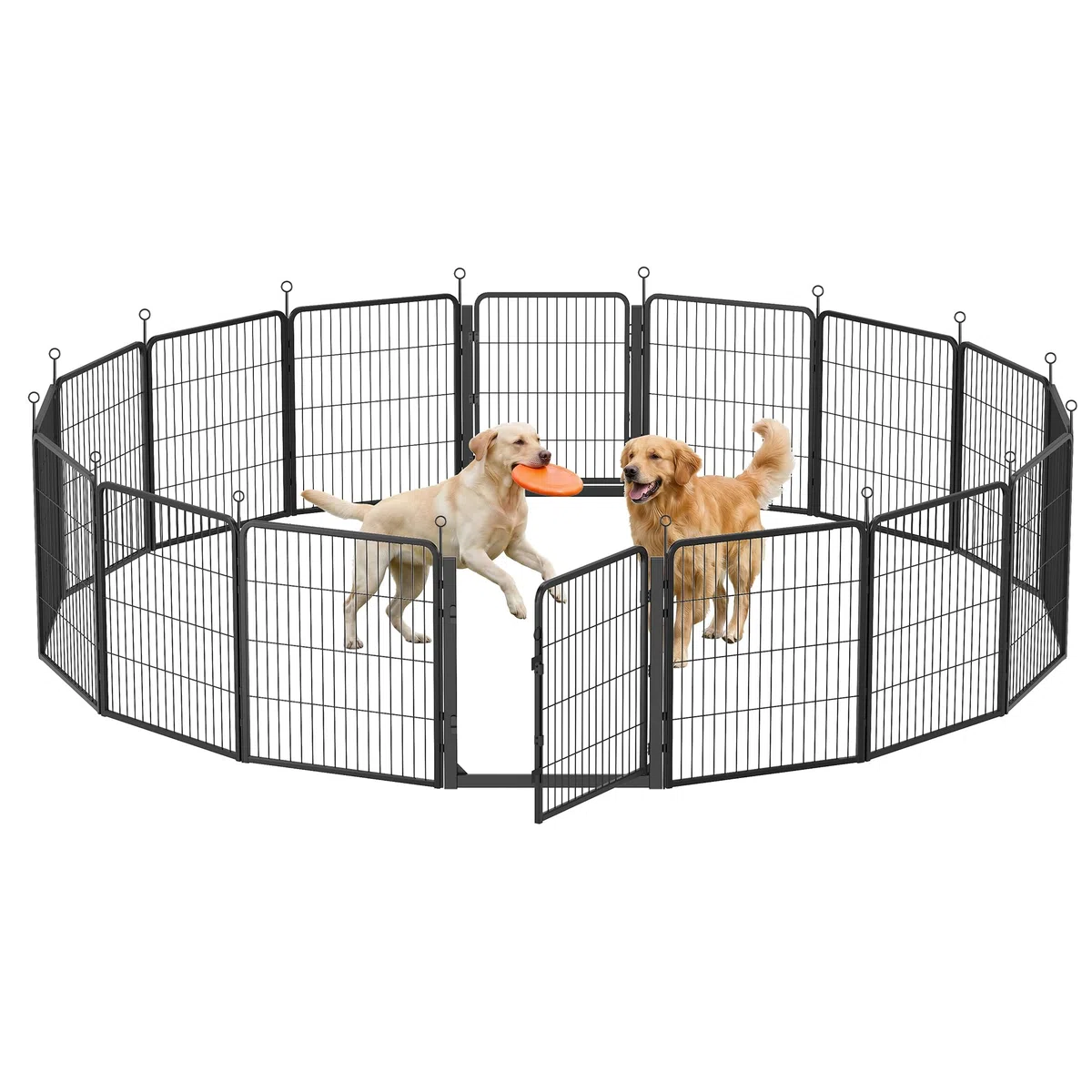Feandrea Parque para Perros, Valla de Acero para Mascotas, Corralito Plegable con Puerta, 276 x 276 x 80 cm, Negro Ahumado, Uso en Interiores y Exteriores, Colección Dack PPK038B102